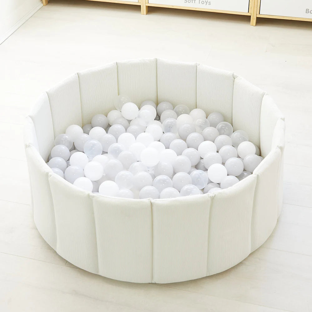 Foldable Corduroy Ball Pit with 200 Balls - Ivory