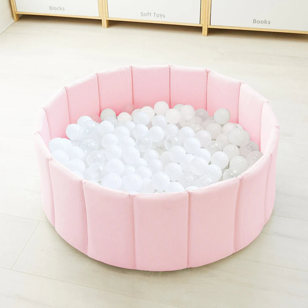 Foldable Corduroy Ball Pit with 200 Balls - Pink